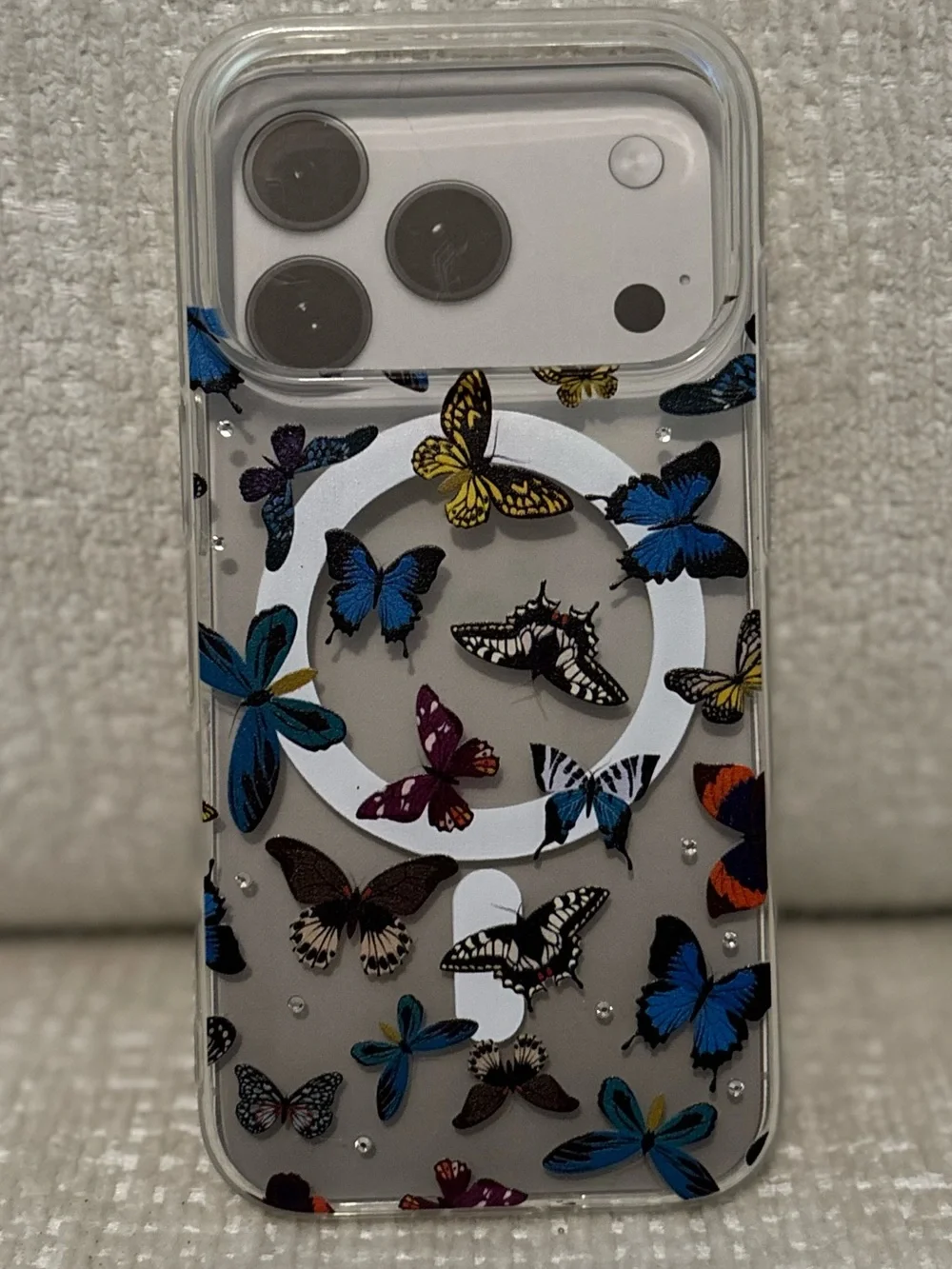 iPhone 17 Clear Butterfly Crystal Case